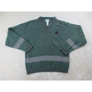VINTAGE Izod Sweater Mens Medium Green Knit Pullover Crewneck USA Casual*